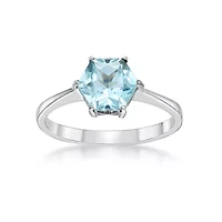 Sterling Silver Sky Blue Topaz Hexagon Solitaire Ring