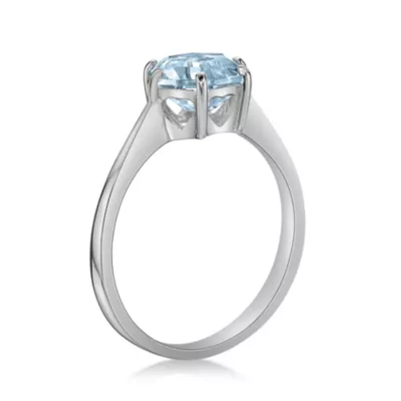 Sterling Silver Sky Blue Topaz Hexagon Solitaire Ring