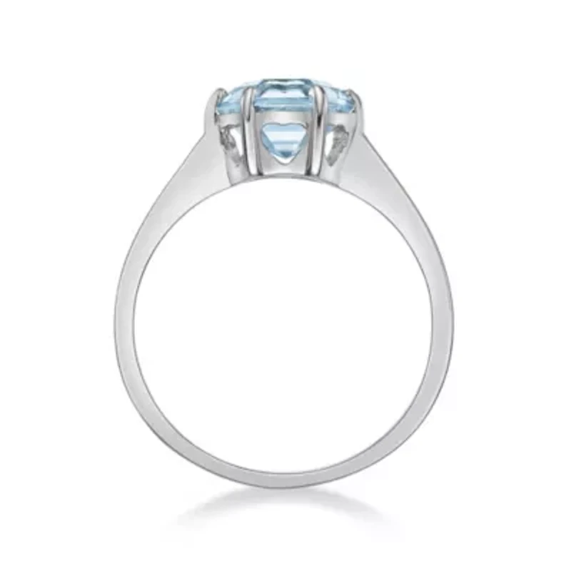 Sterling Silver Sky Blue Topaz Hexagon Solitaire Ring