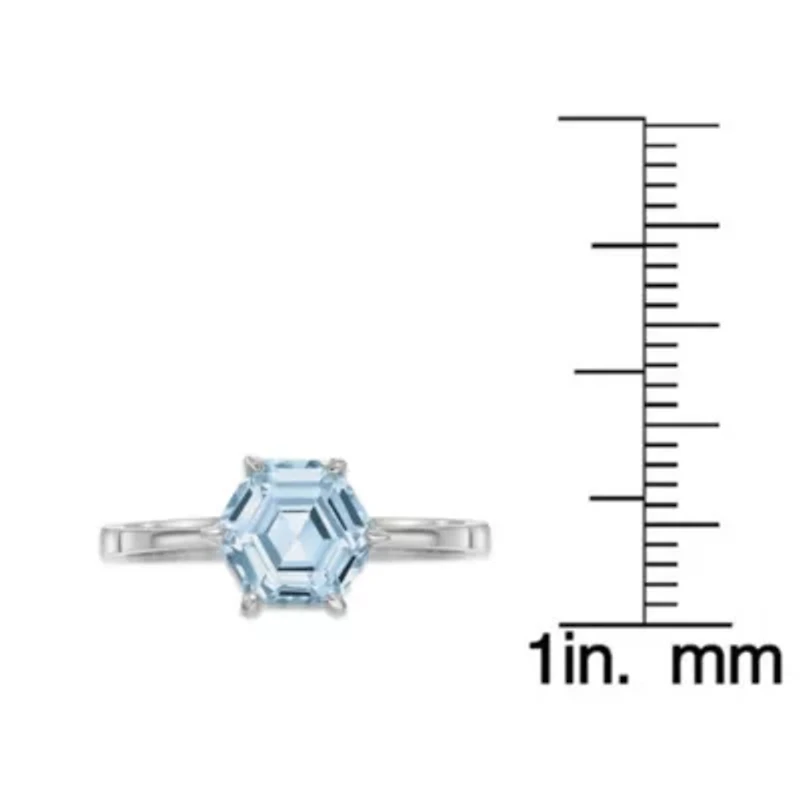 Sterling Silver Sky Blue Topaz Hexagon Solitaire Ring