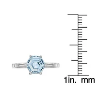 Sterling Silver Sky Blue Topaz Hexagon Solitaire Ring