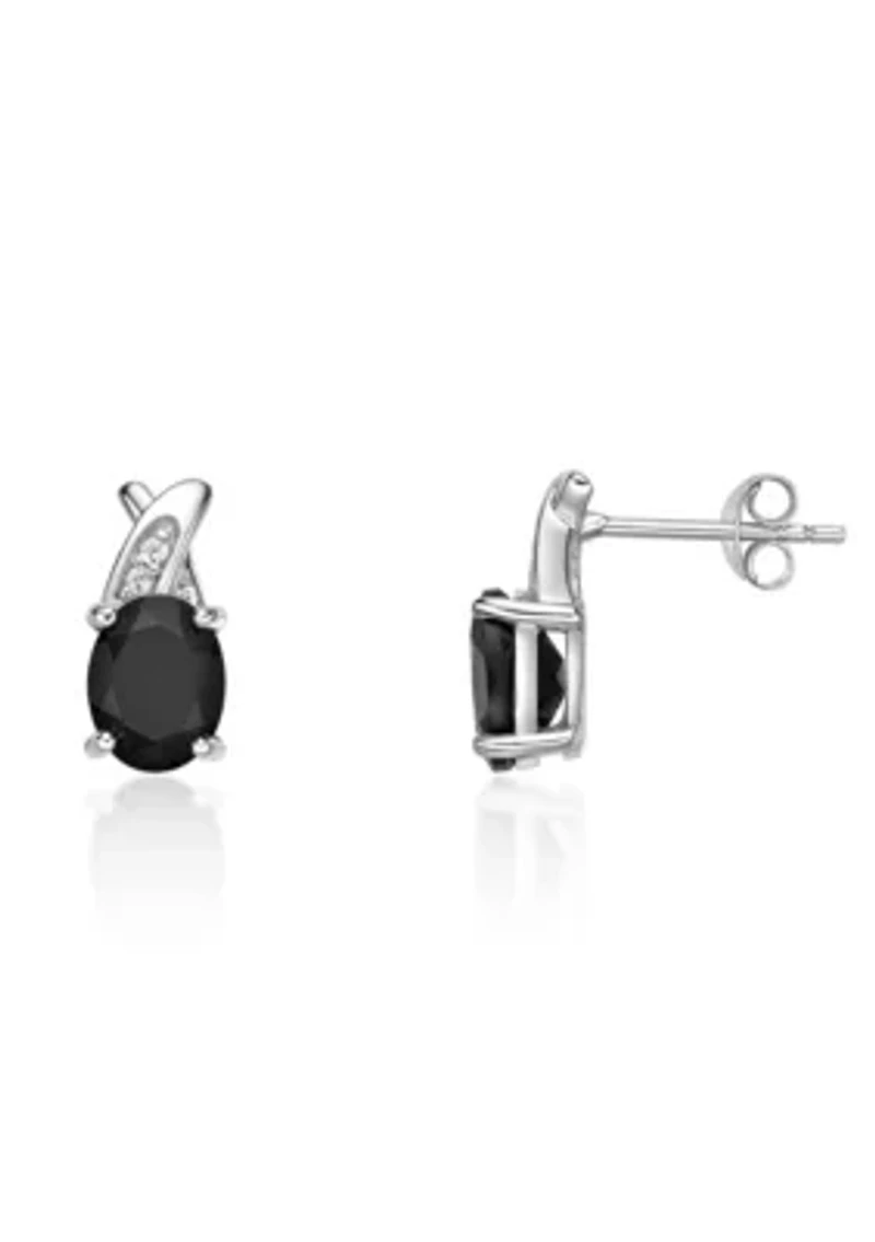 2.6 ct. t.w. Black Onyx and Lab-Created White Sapphire Accent Earrings in Sterling Silver