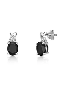 2.6 ct. t.w. Black Onyx and Lab-Created White Sapphire Accent Earrings in Sterling Silver