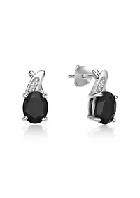 2.6 ct. t.w. Black Onyx and Lab-Created White Sapphire Accent Earrings in Sterling Silver