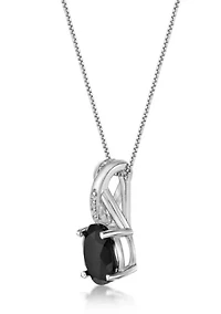 2.7 ct. t.w. Black Onyx and Lab-Created White Sapphire Accent Pendant Necklace in Sterling Silver