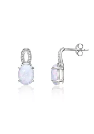 Lab Created ct. t.w. Lab-created Opal and 1/ ct. t.w. Lab-Created White Sapphire Earrings in Sterling Silver