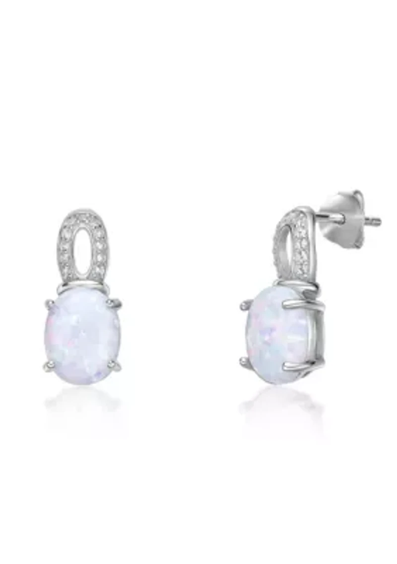 Lab Created ct. t.w. Lab-created Opal and 1/ ct. t.w. Lab-Created White Sapphire Earrings in Sterling Silver
