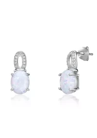 Lab Created ct. t.w. Lab-created Opal and 1/ ct. t.w. Lab-Created White Sapphire Earrings in Sterling Silver