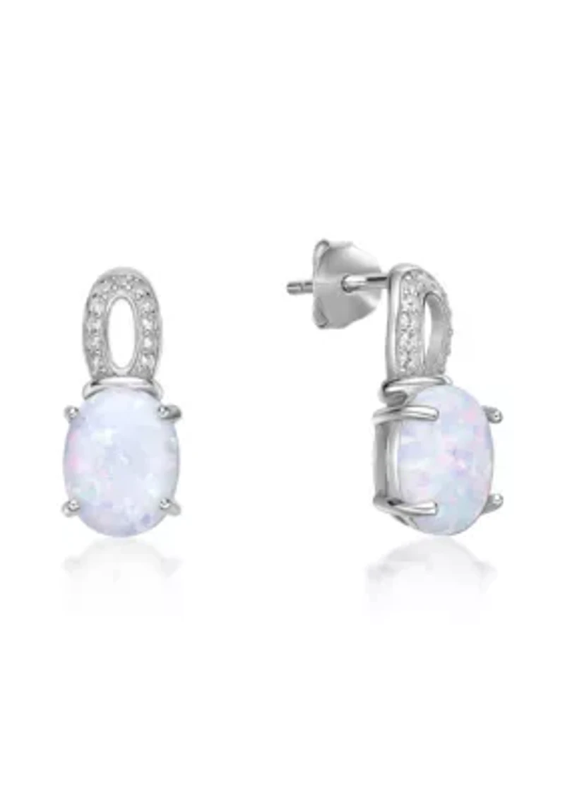 Lab Created ct. t.w. Lab-created Opal and 1/ ct. t.w. Lab-Created White Sapphire Earrings in Sterling Silver