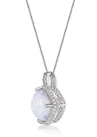 Lab Created 1 ct. t.w. Lab-created Opal and 1/ ct. t.w. Lab-Created White Sapphire Pendant Necklace in Sterling Silver