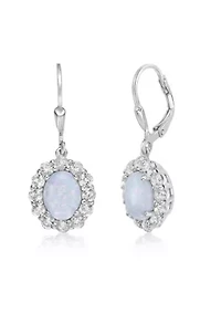 Lab Created 2 ct. t.w. Lab-created Opal and 1/4 ct. t.w. Lab-Created White Sapphire Earrings in Sterling Silver