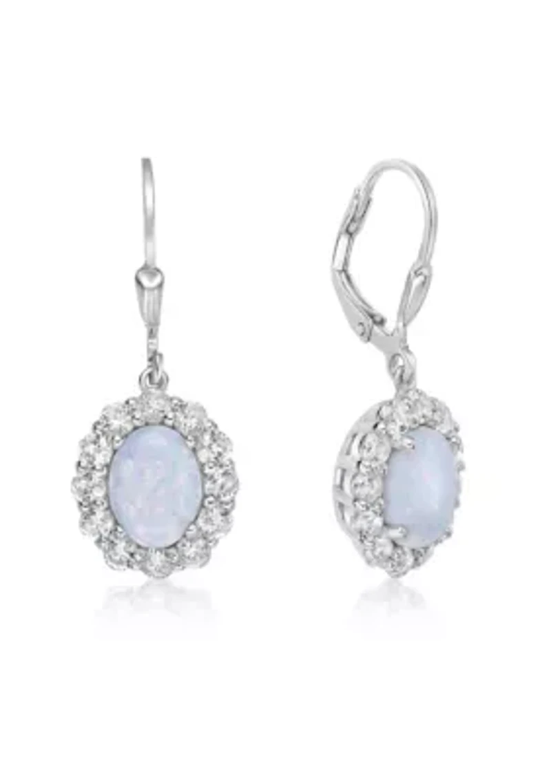 Lab Created 2 ct. t.w. Lab-created Opal and 1/4 ct. t.w. Lab-Created White Sapphire Earrings in Sterling Silver