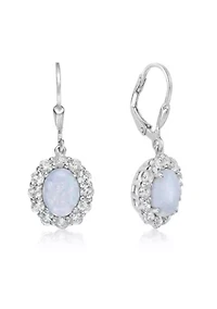 Lab Created 2 ct. t.w. Lab-created Opal and 1/4 ct. t.w. Lab-Created White Sapphire Earrings in Sterling Silver