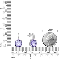 Sterling Silver Cushion-Cut Amethyst Earrings with White Topaz
