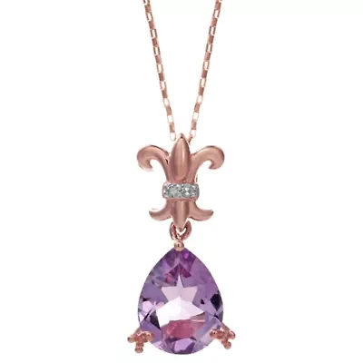 10K Rose Gold Pear-Shaped Pink Amethyst Pendant with Diamond Accent
