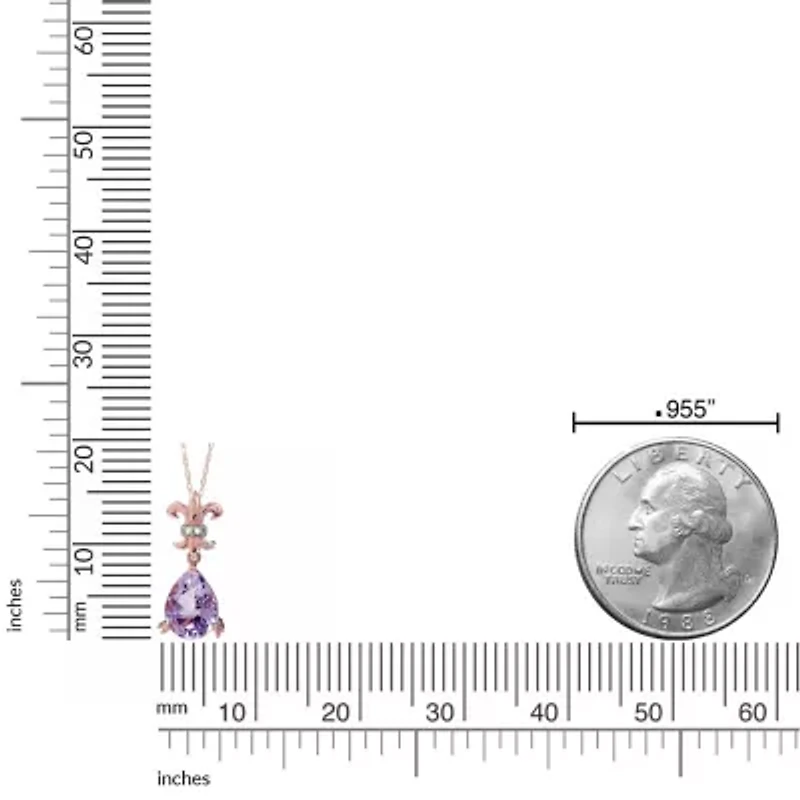 10K Rose Gold Pear-Shaped Pink Amethyst Pendant with Diamond Accent
