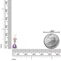 10K Rose Gold Pear-Shaped Pink Amethyst Pendant with Diamond Accent
