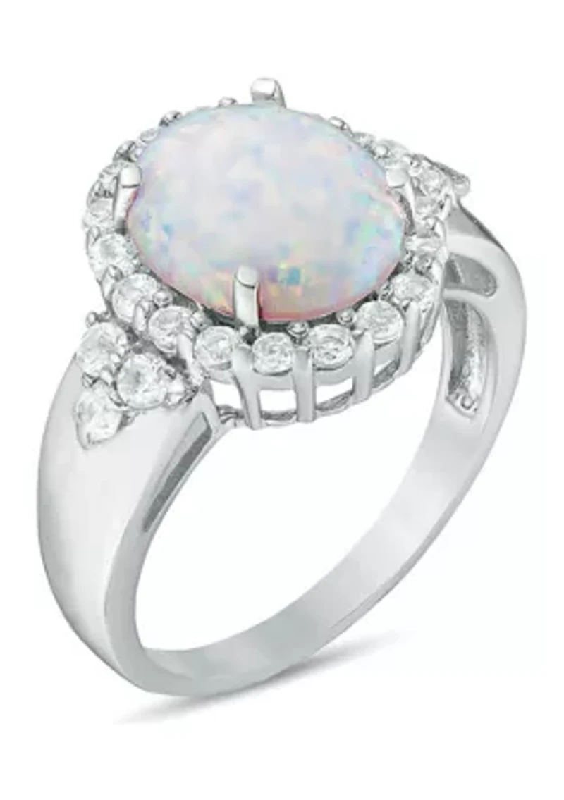 Lab Created ct. t.w. Opal and White Topaz Ring Sterling Silver