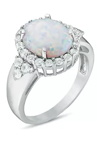 Lab Created ct. t.w. Opal and White Topaz Ring Sterling Silver