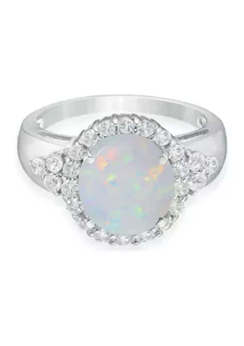 Lab Created ct. t.w. Opal and White Topaz Ring Sterling Silver