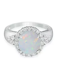 Lab Created ct. t.w. Opal and White Topaz Ring Sterling Silver