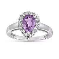 1 5/8 ct. t.w. Created Alexandrite and White Topaz Ring in Sterling Silver