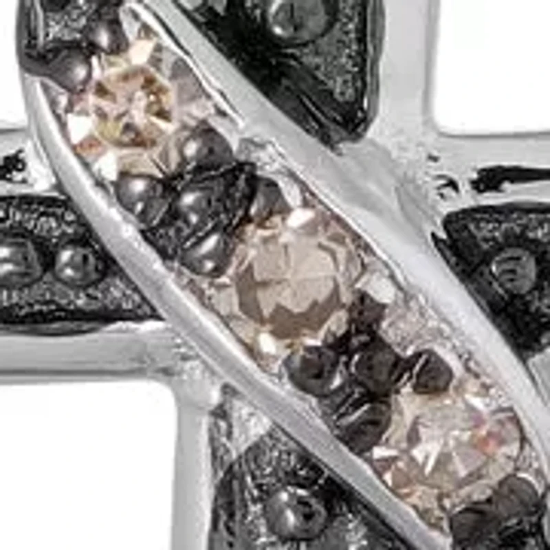 1/6 ct. t.w. Brown and Black Diamond Cross Pendant in Sterling Silver