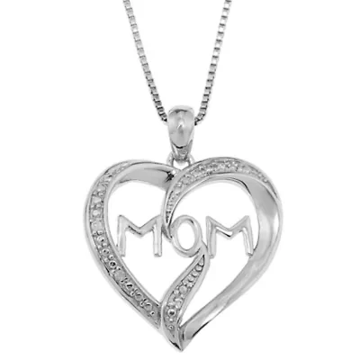 Diamond Accent Mom Pendant in Sterling Silver