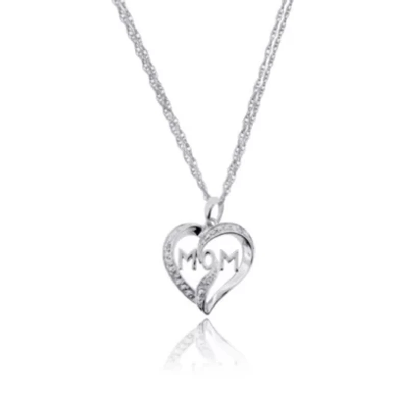 Diamond Accent Mom Pendant in Sterling Silver