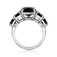 Sterling Silver Black Onyx Five-Stone Graduated Cushion Ring