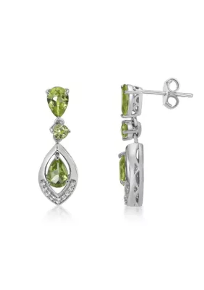 Lab Created 2 ct. t.w. Peridot and Created White Sapphire Earrings in Sterling Silver