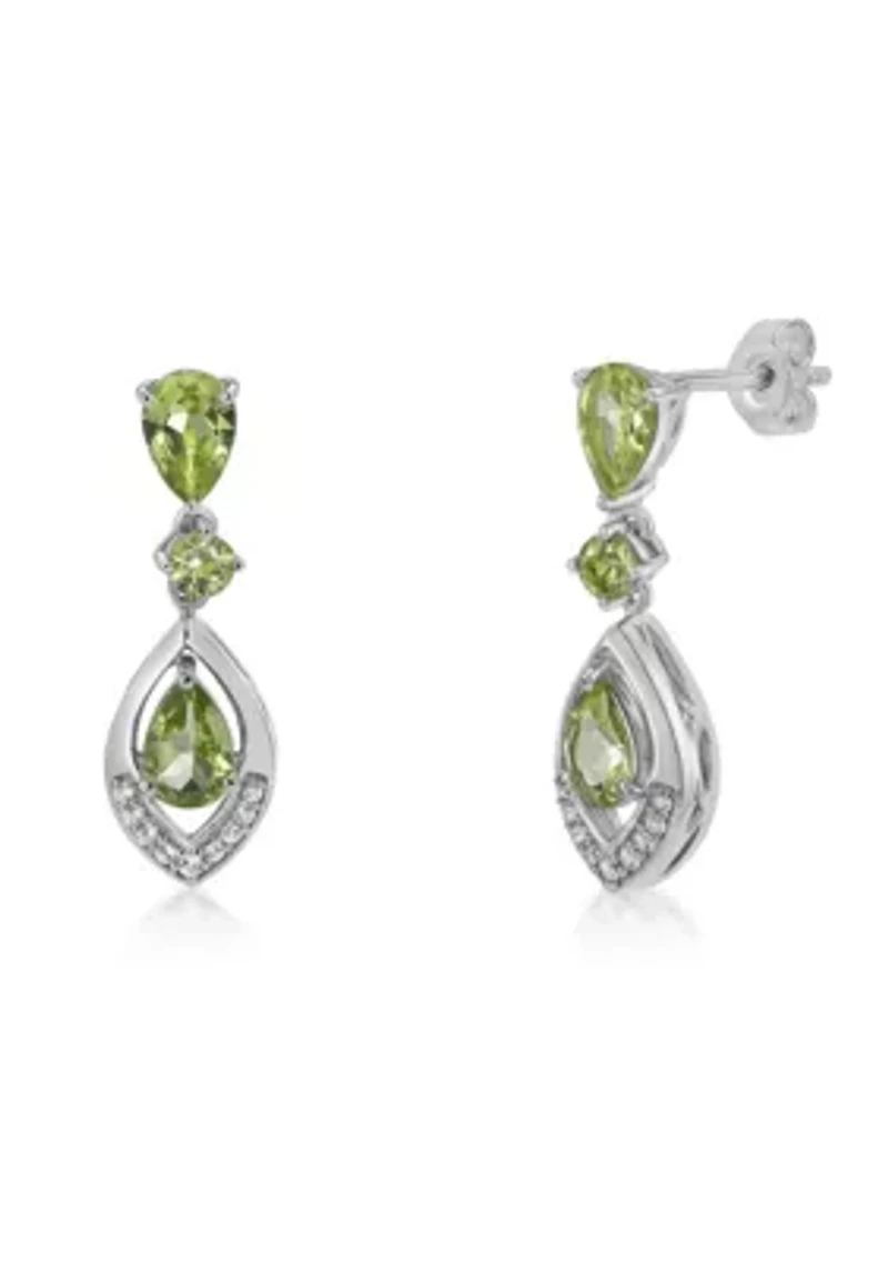 Lab Created 2 ct. t.w. Peridot and Created White Sapphire Earrings in Sterling Silver
