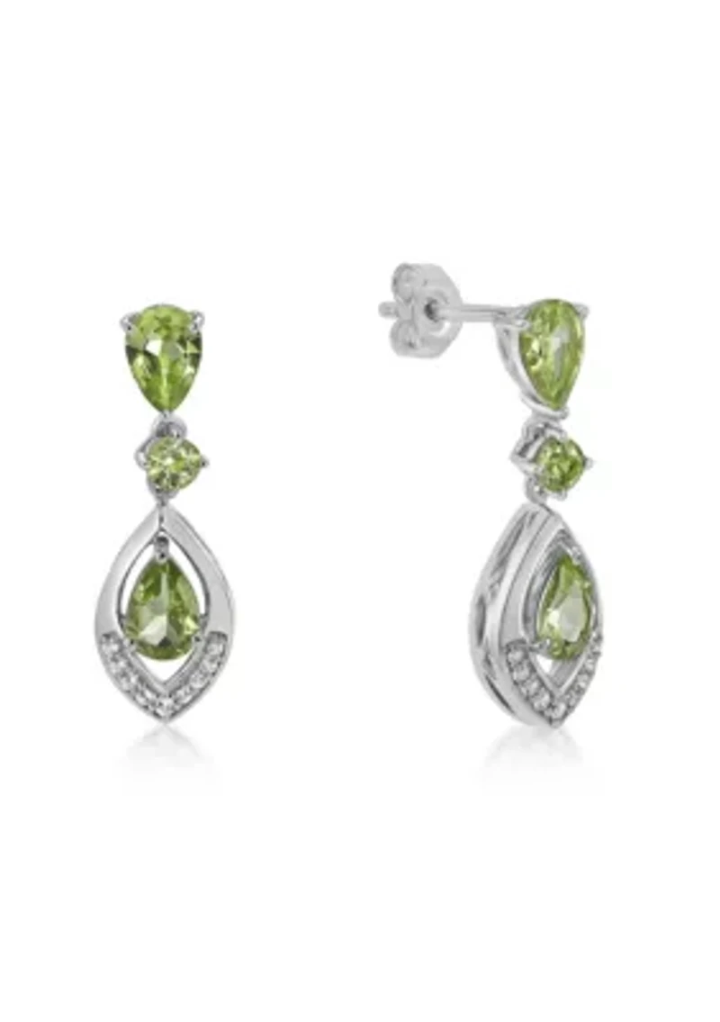 Lab Created 2 ct. t.w. Peridot and Created White Sapphire Earrings in Sterling Silver