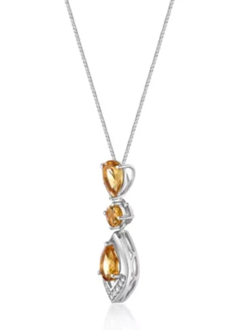 7/8 ct. t.w. Citrine and Created White Sapphire Pendant in Sterling Silver