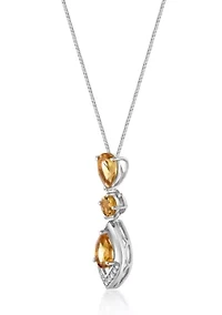 7/8 ct. t.w. Citrine and Created White Sapphire Pendant in Sterling Silver