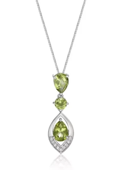 1 3/4 ct. t.w. Peridot and Created White Sapphire Pendant in Sterling Silver