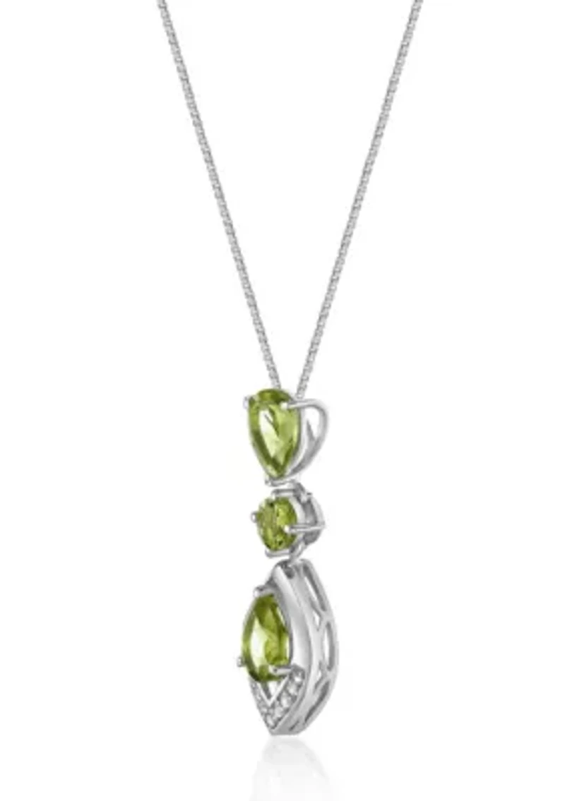 1 3/4 ct. t.w. Peridot and Created White Sapphire Pendant in Sterling Silver