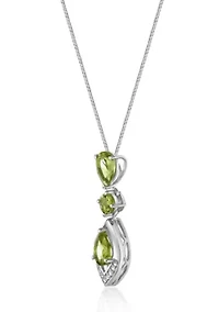 1 3/4 ct. t.w. Peridot and Created White Sapphire Pendant in Sterling Silver