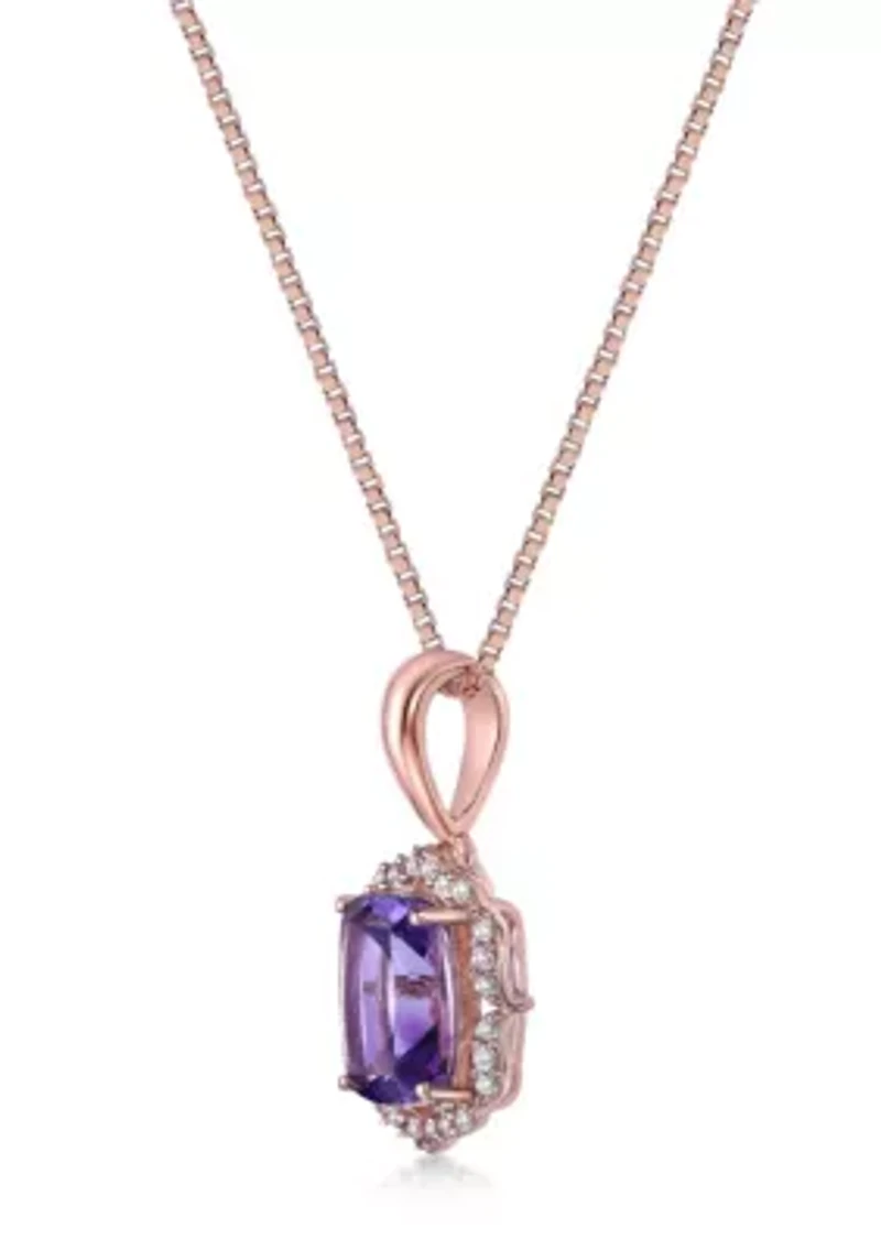 1 3/8 ct. t.w. Amethyst and White Topaz Pendant Necklace in Sterling Silver
