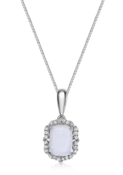 Lab Created 1 ct. t.w. Lab-created Opal and 1/4 ct. t.w. Lab-Created White Sapphire Pendant Necklace in Sterling Silver