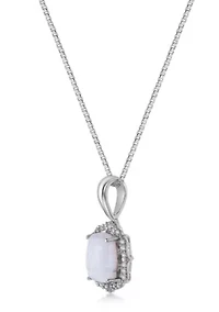Lab Created 1 ct. t.w. Lab-created Opal and 1/4 ct. t.w. Lab-Created White Sapphire Pendant Necklace in Sterling Silver