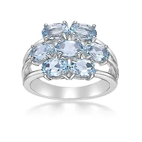 Women's Sterling Silver Blue Gemstone Cluster Ring