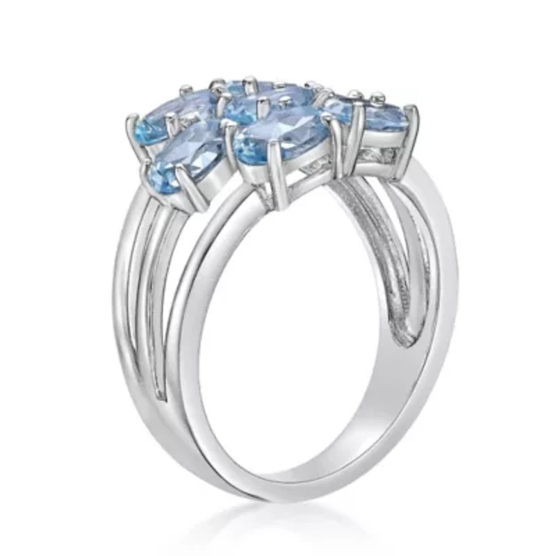 Women's Sterling Silver Blue Gemstone Cluster Ring