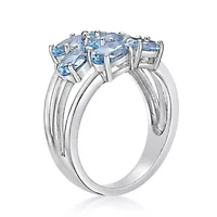 Women's Sterling Silver Blue Gemstone Cluster Ring