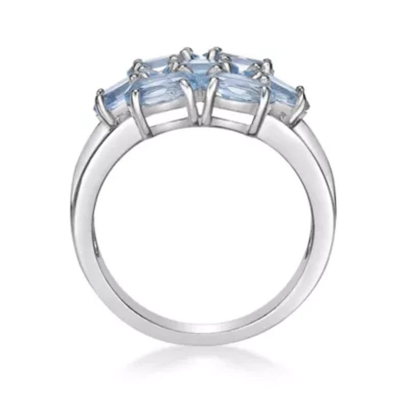 Women's Sterling Silver Blue Gemstone Cluster Ring