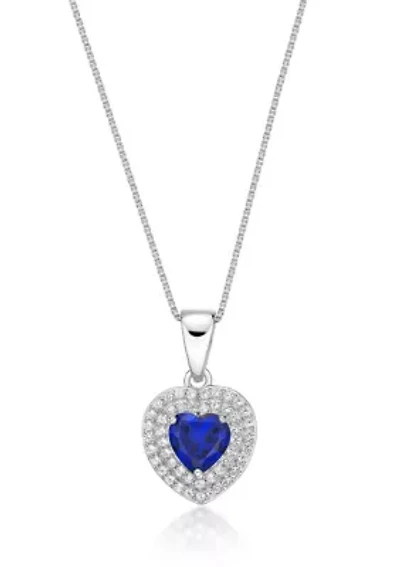 Lab Created 1 ct. t.w. Created Sapphire and Created White Sapphire Pendant in Sterling Silver