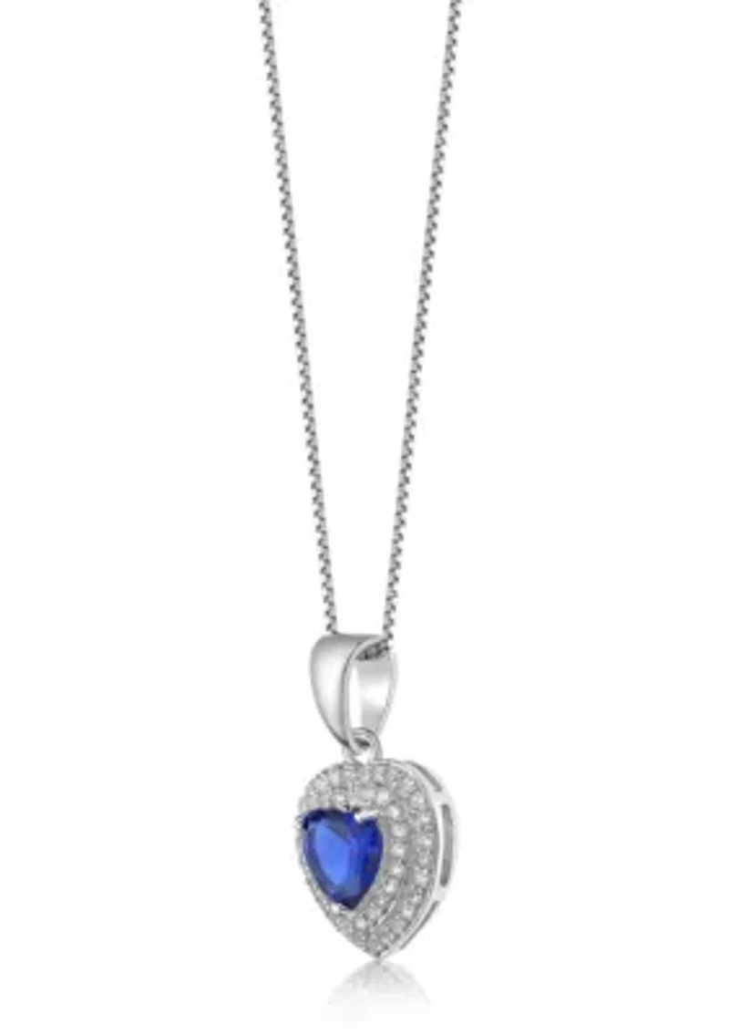 Lab Created 1 ct. t.w. Created Sapphire and Created White Sapphire Pendant in Sterling Silver