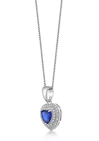 Lab Created 1 ct. t.w. Created Sapphire and Created White Sapphire Pendant in Sterling Silver