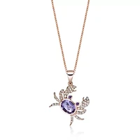 Gold Over Silver Amethyst and White Topaz Crab Pendant Necklace