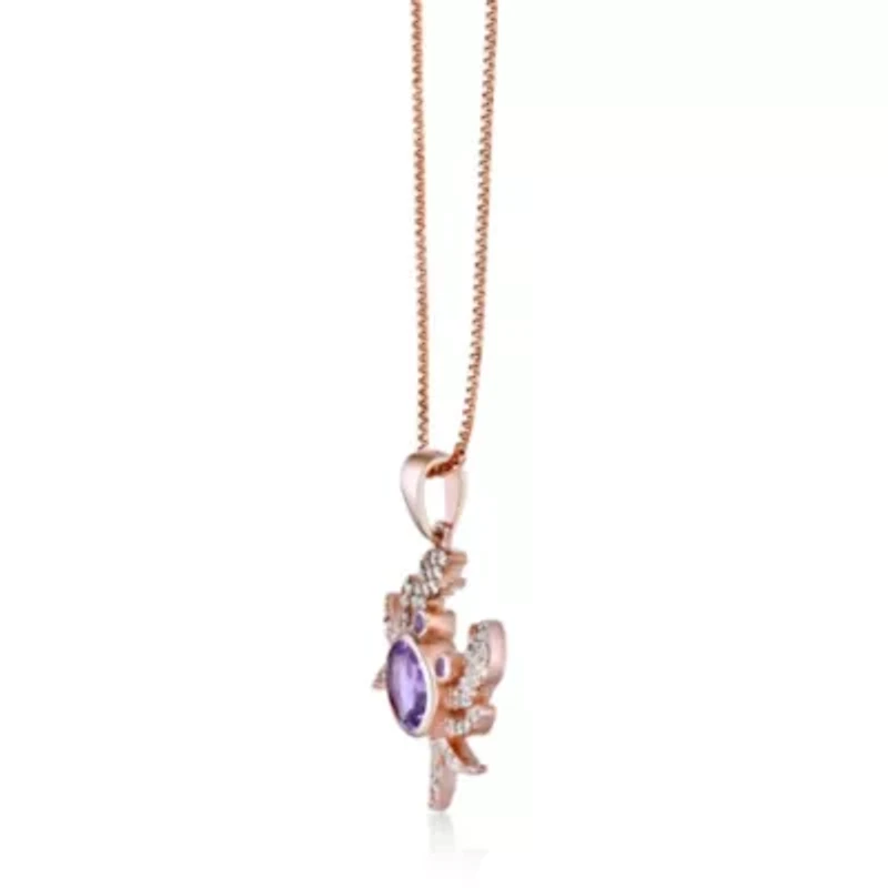 Gold Over Silver Amethyst and White Topaz Crab Pendant Necklace